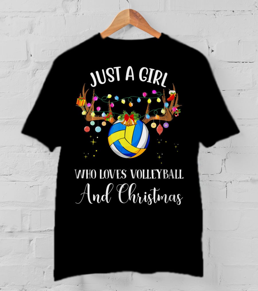 Just A Girl Who Loves Volleyball And Christmas T-Shirt