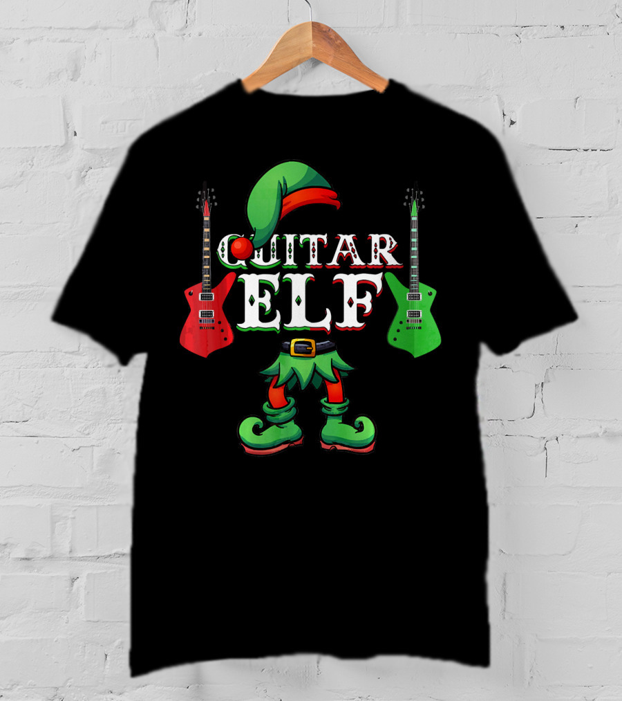 Guitar Elf Electric Guitar Christmas Team T-Shirt