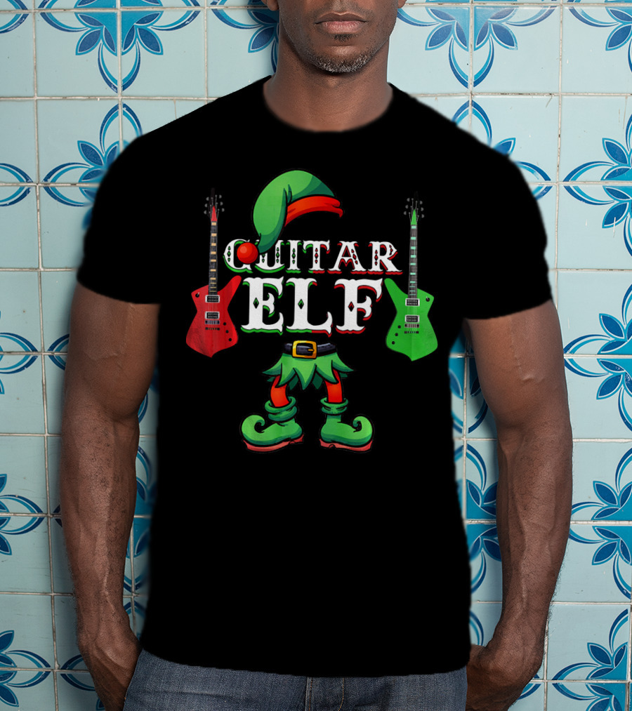 Guitar Elf Electric Guitar Christmas Team T-Shirt
