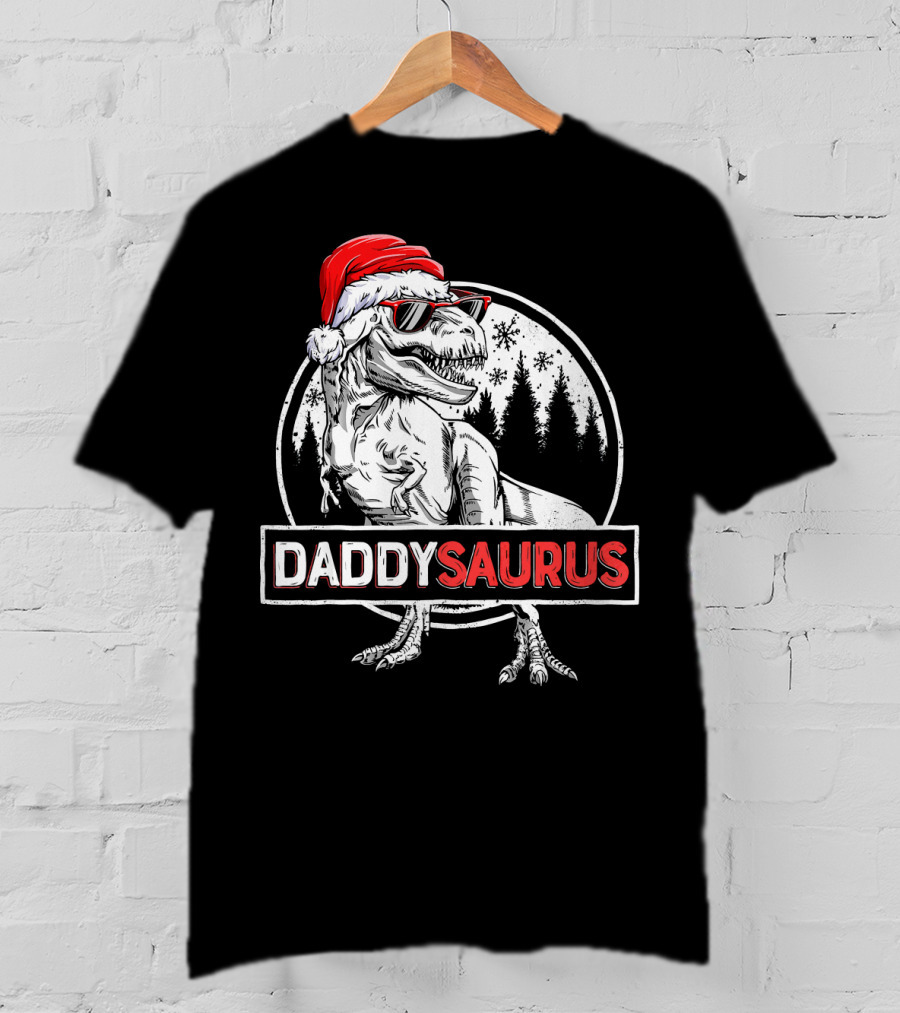 Daddysaurus Santa Dinosaur Christmas Jurassic T-Shirt