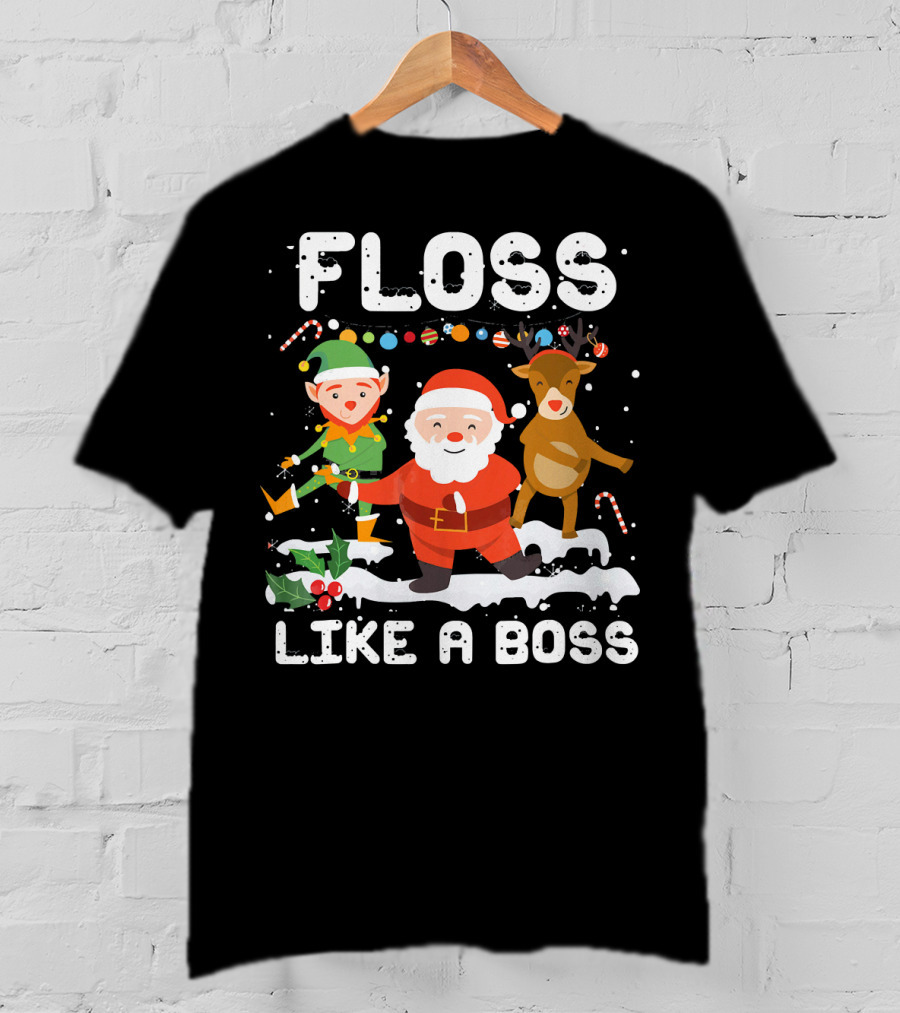 Floss Like A Boss Santa Reindeer Elf Christmas T-Shirt