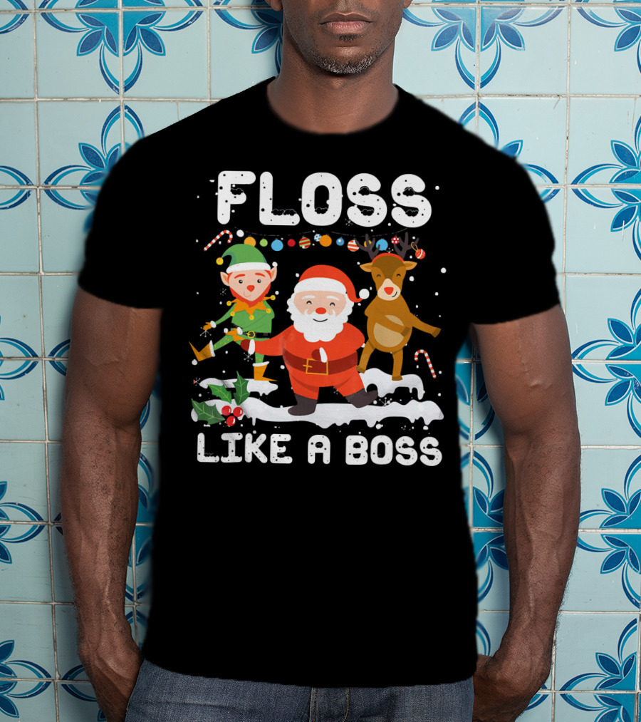 Floss Like A Boss Santa Reindeer Elf Christmas T-Shirt