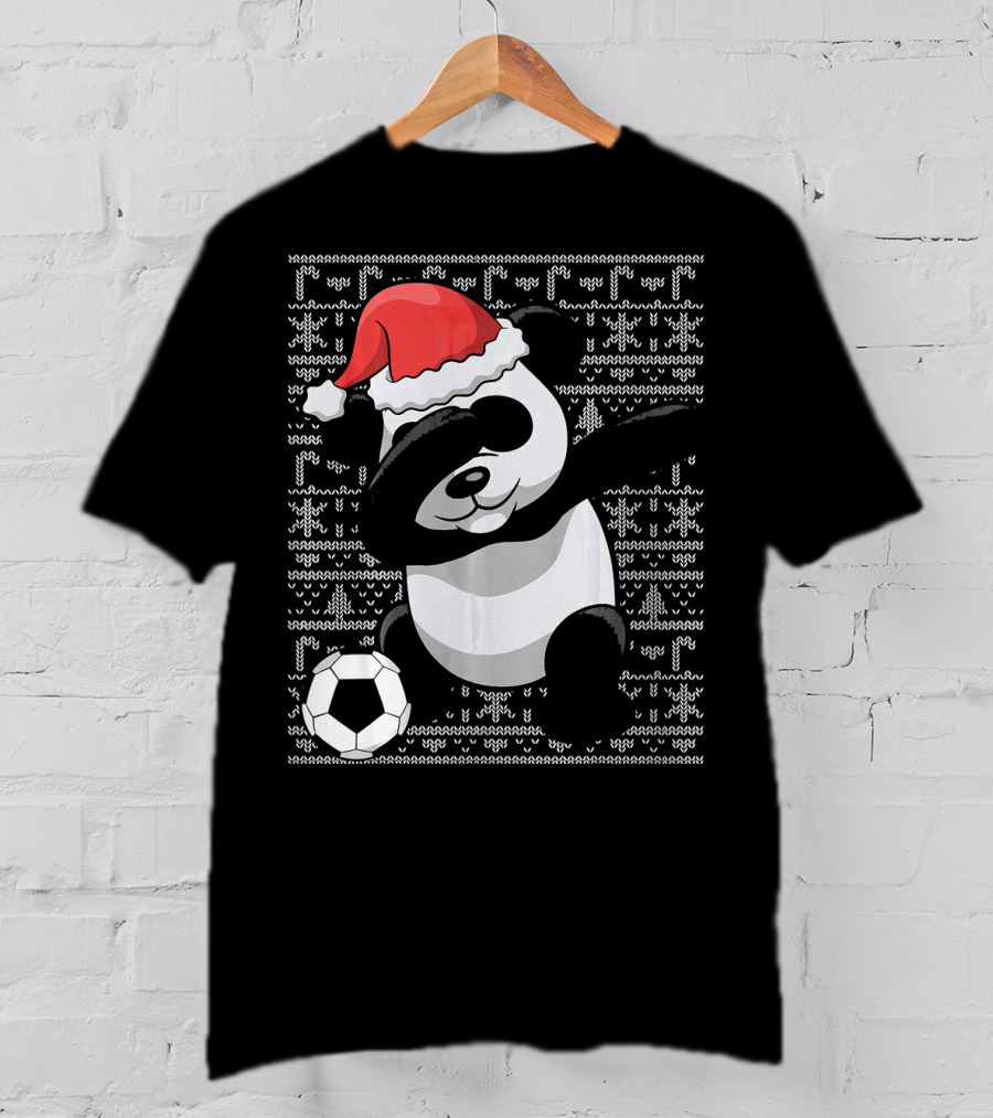 Christmas Dabbing Santa Panda Bear Soccer T-Shirt