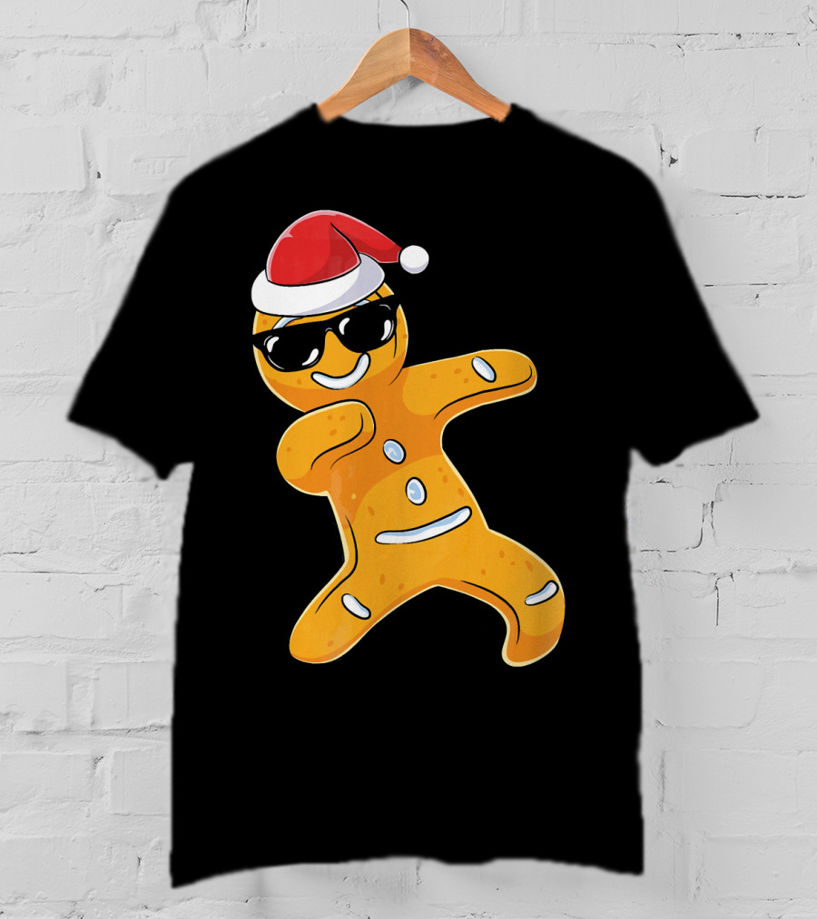 Christmas Dabbing Gingerbread Santa With Sunglasses T-Shirt