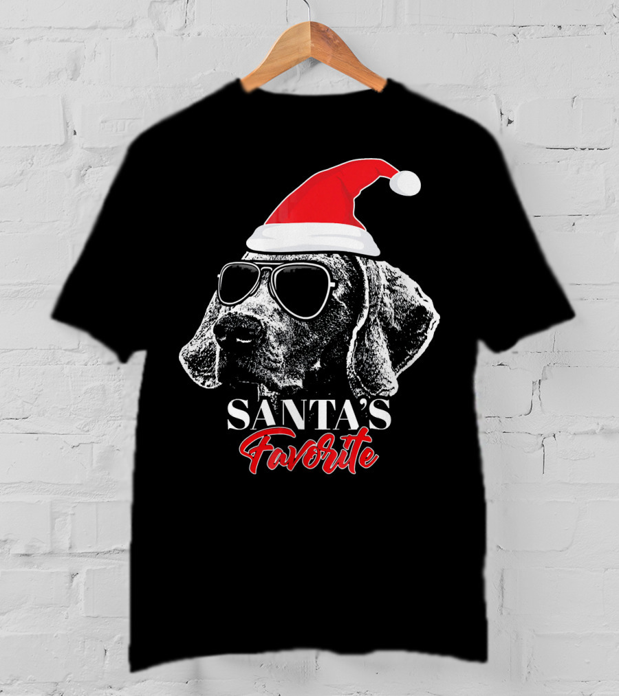 Santa's Favorite Weimaraner With Sunglasses T-Shirt