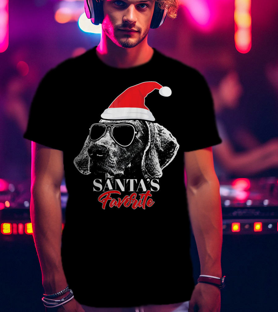 Santa's Favorite Weimaraner With Sunglasses T-Shirt