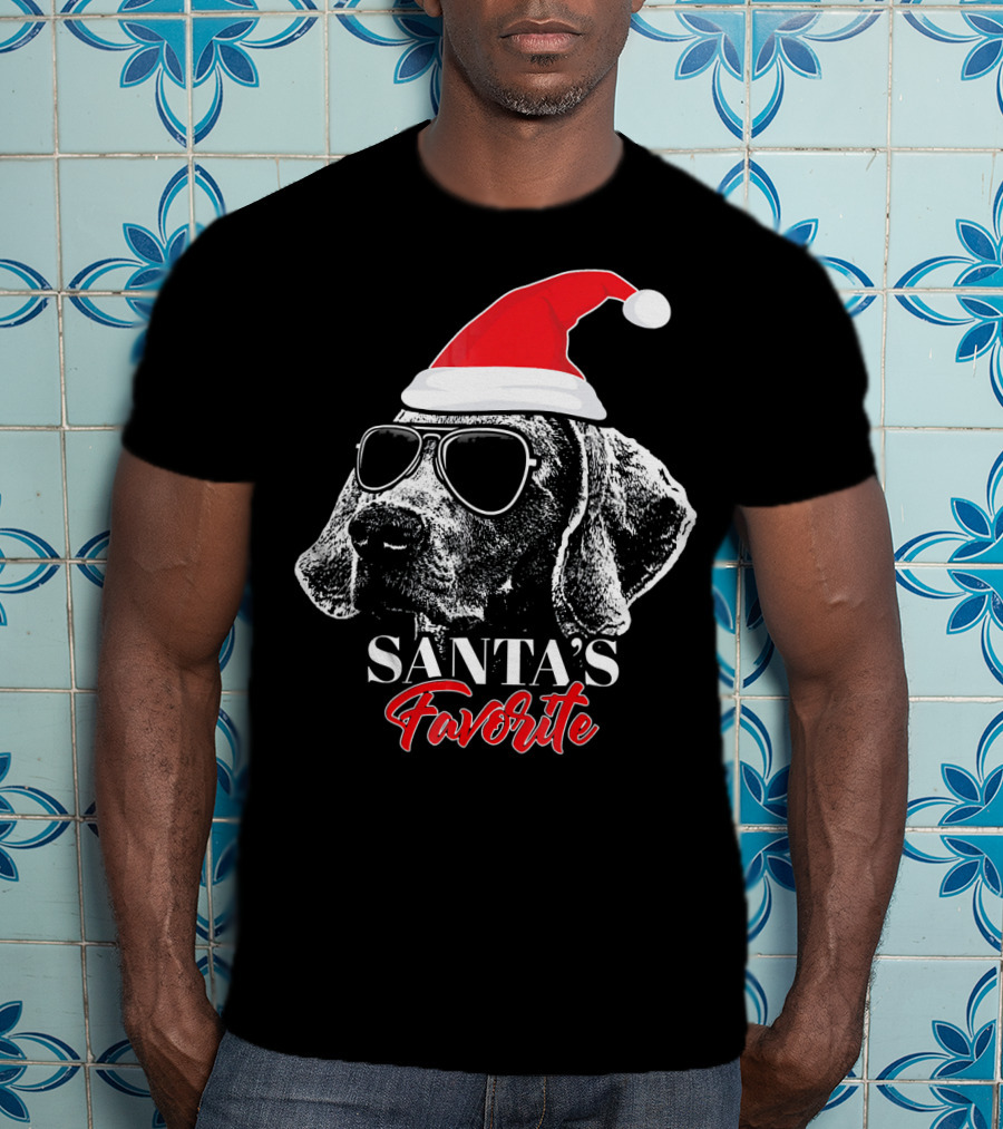 Santa's Favorite Weimaraner With Sunglasses T-Shirt