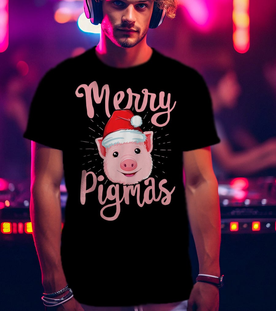 Merry Pigmas Pig Santa Hat T-Shirt