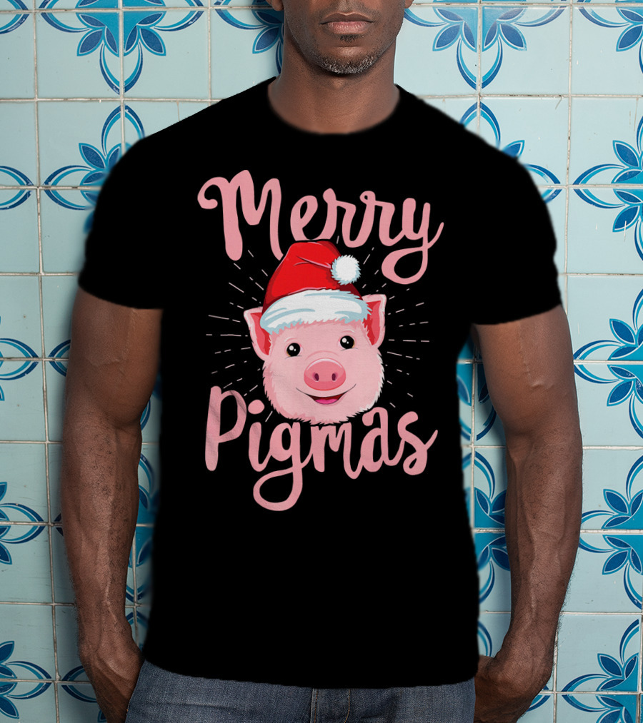 Merry Pigmas Pig Santa Hat T-Shirt