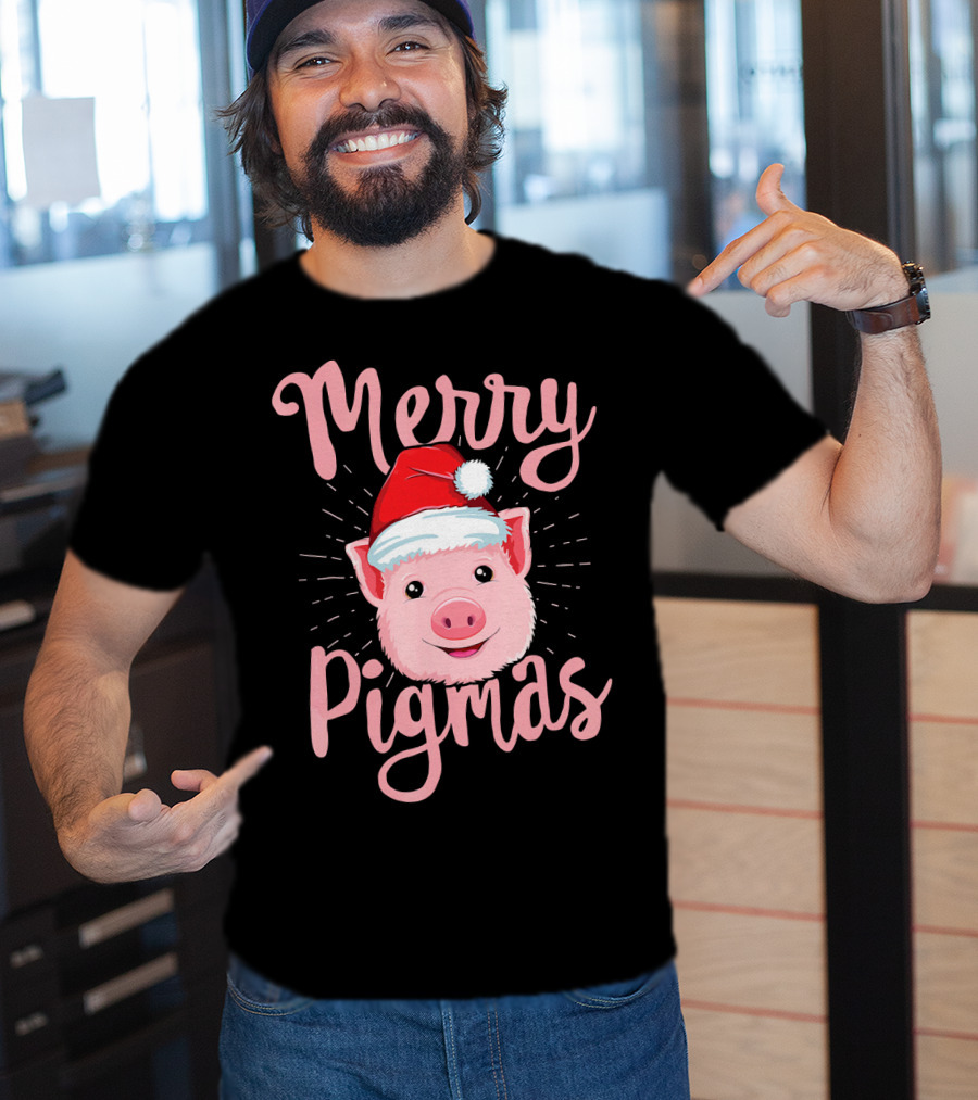 Merry Pigmas Pig Santa Hat T-Shirt