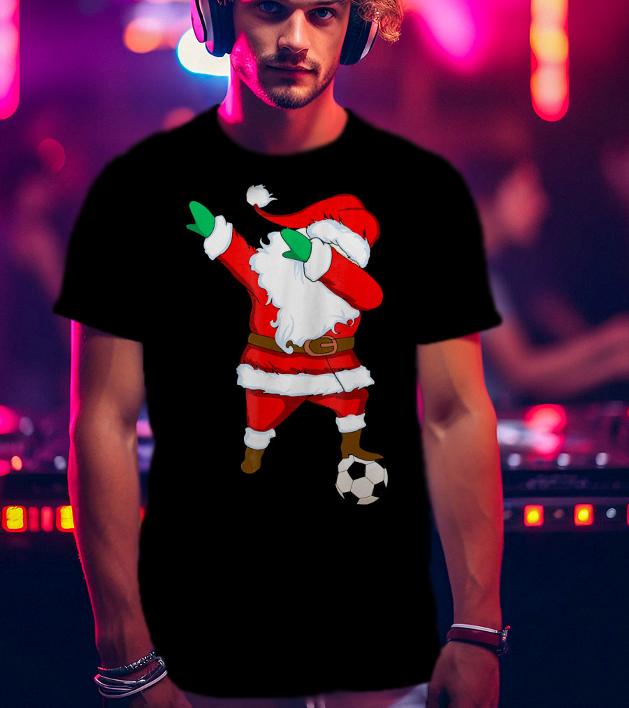 Santa Claus Dabbing With Soccer Ball T-Shirt