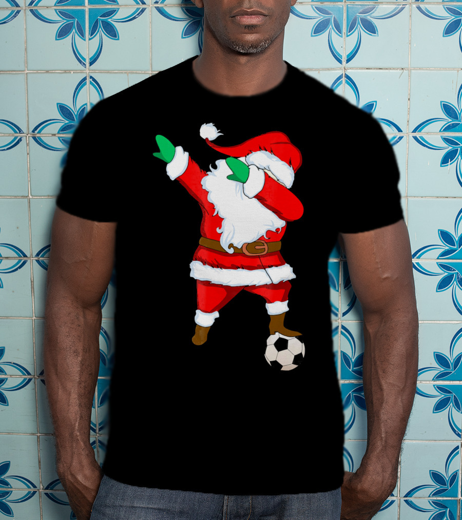 Santa Claus Dabbing With Soccer Ball T-Shirt
