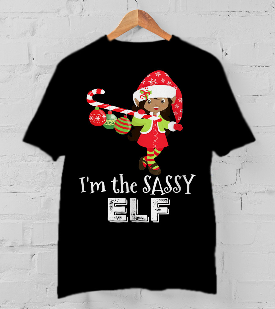 I'm The Sassy Elf African American Girls Christmas T-Shirt