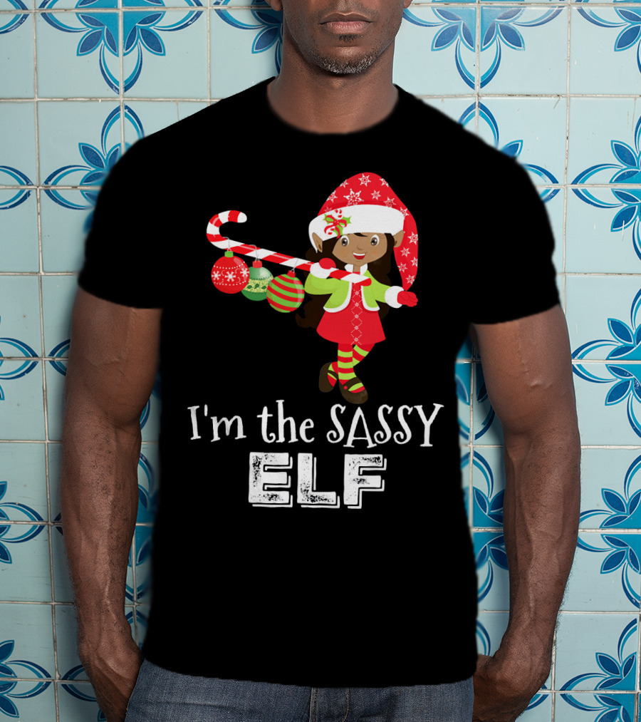 I'm The Sassy Elf African American Girls Christmas T-Shirt