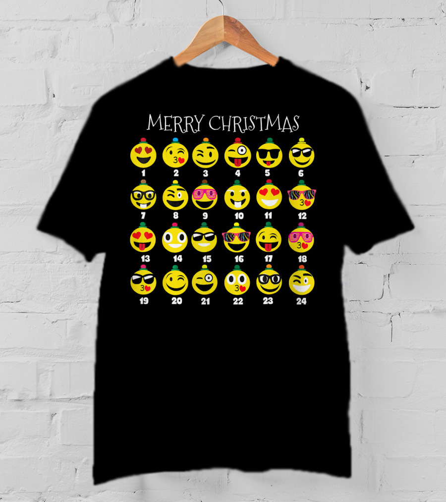 Merry Christmas Emoji Advent Calendar Countdown T-Shirt