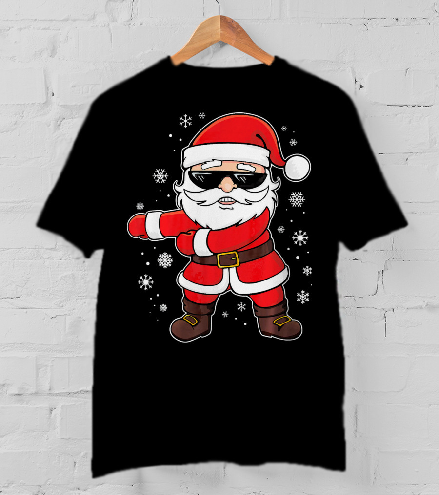 Santa Floss Dance With Snowflakes And Sunglasses T-Shirt