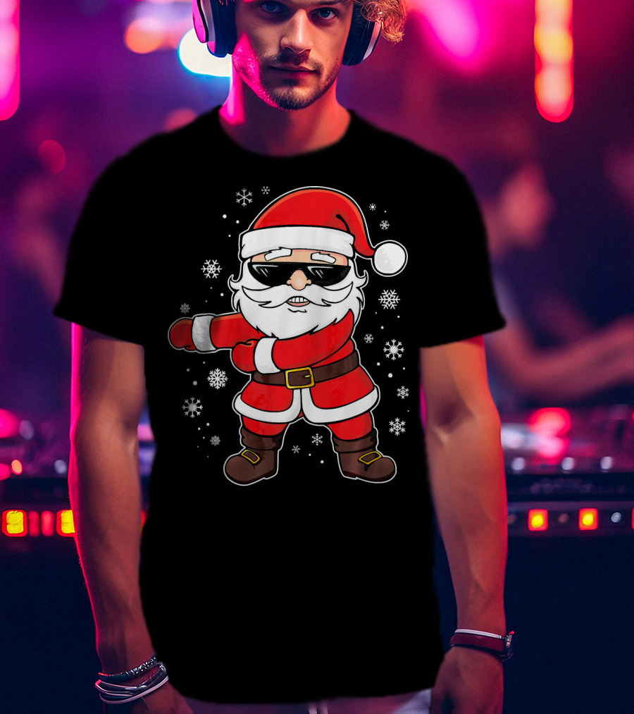 Santa Floss Dance With Snowflakes And Sunglasses T-Shirt
