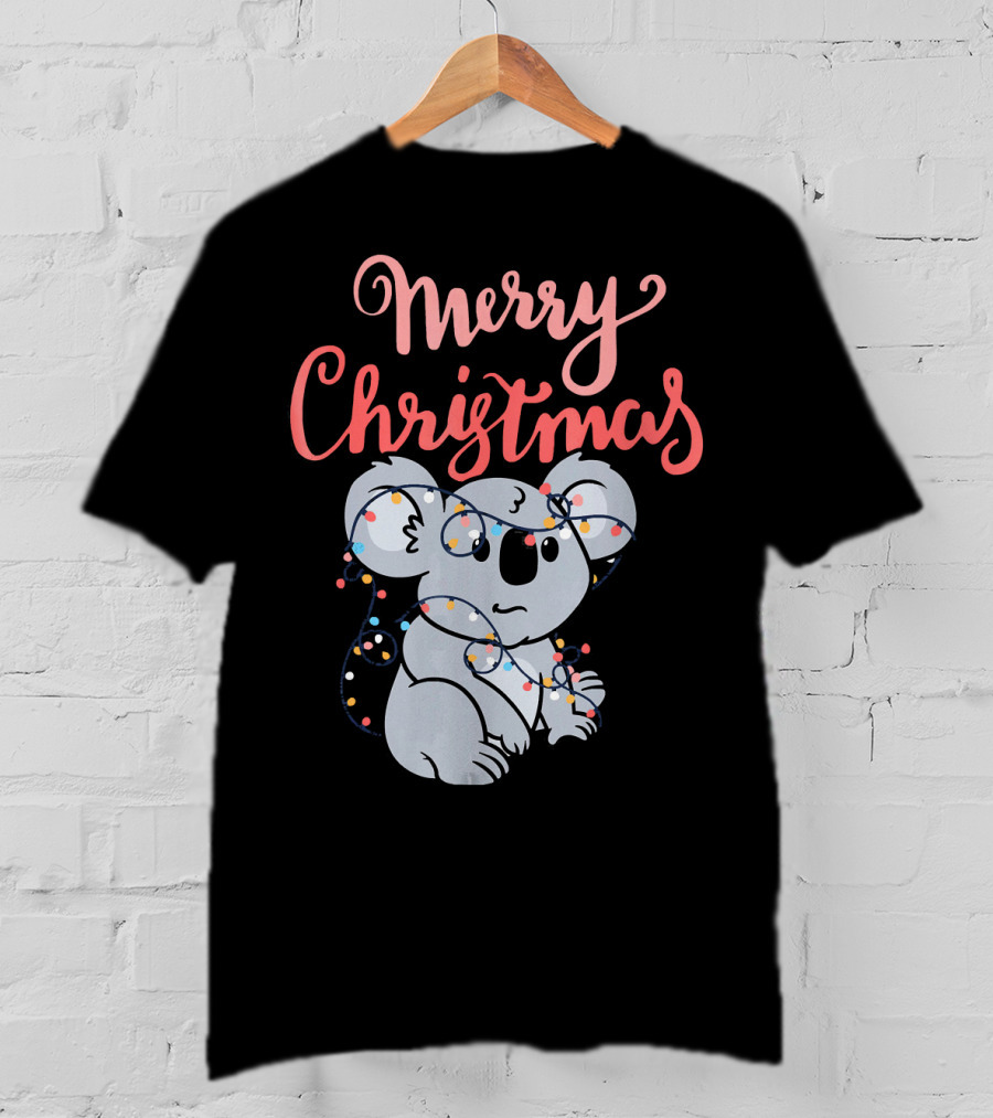 Merry Christmas Koala Bear With Holiday Lights T-Shirt