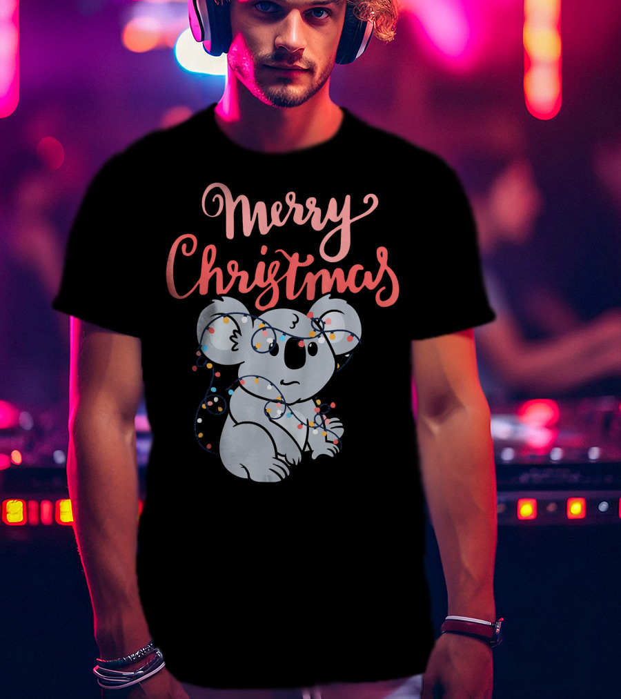 Merry Christmas Koala Bear With Holiday Lights T-Shirt