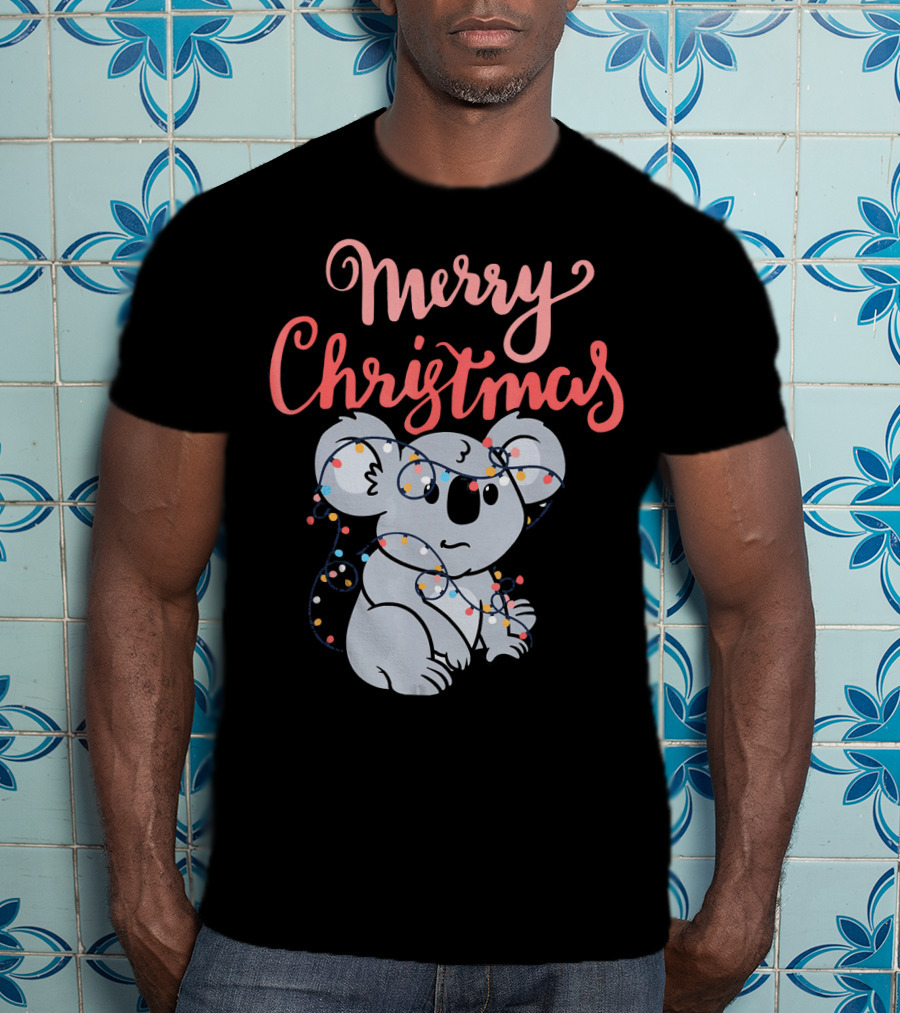 Merry Christmas Koala Bear With Holiday Lights T-Shirt
