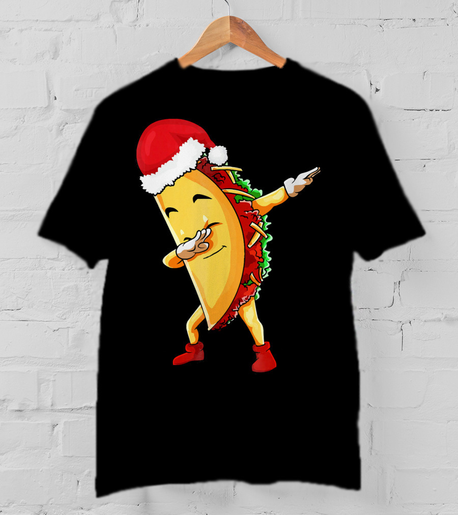 Dabbing Taco Santa Christmas Pajama Holiday Dance T-Shirt