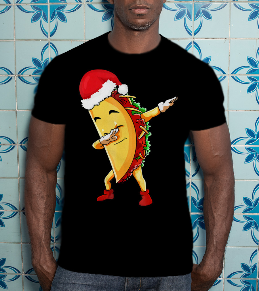 Dabbing Taco Santa Christmas Pajama Holiday Dance T-Shirt