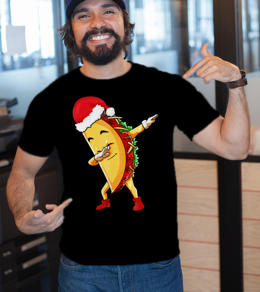 Dabbing Taco Santa Christmas Pajama Holiday Dance T-Shirt