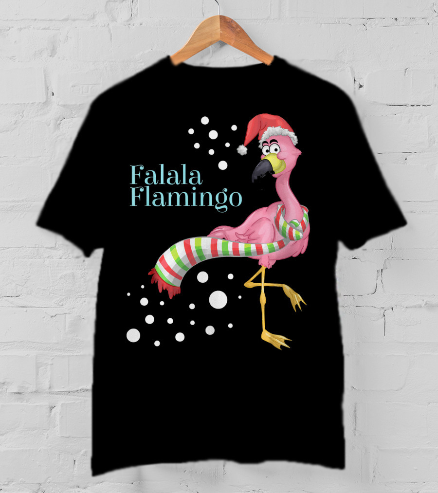 Falala Flamingo Santa Hat Christmas Holiday T-Shirt