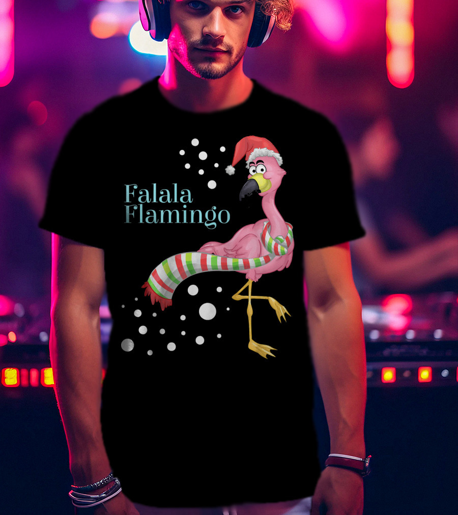 Falala Flamingo Santa Hat Christmas Holiday T-Shirt