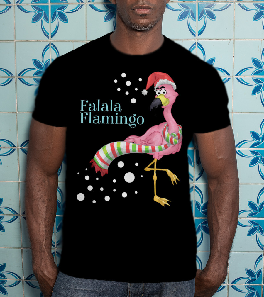 Falala Flamingo Santa Hat Christmas Holiday T-Shirt