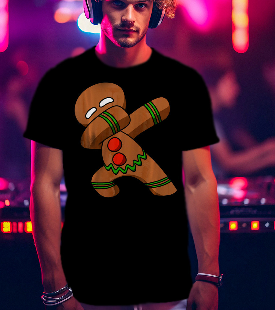 Dabbing Gingerbread Man Funny Christmas Cookie Dance T-Shirt