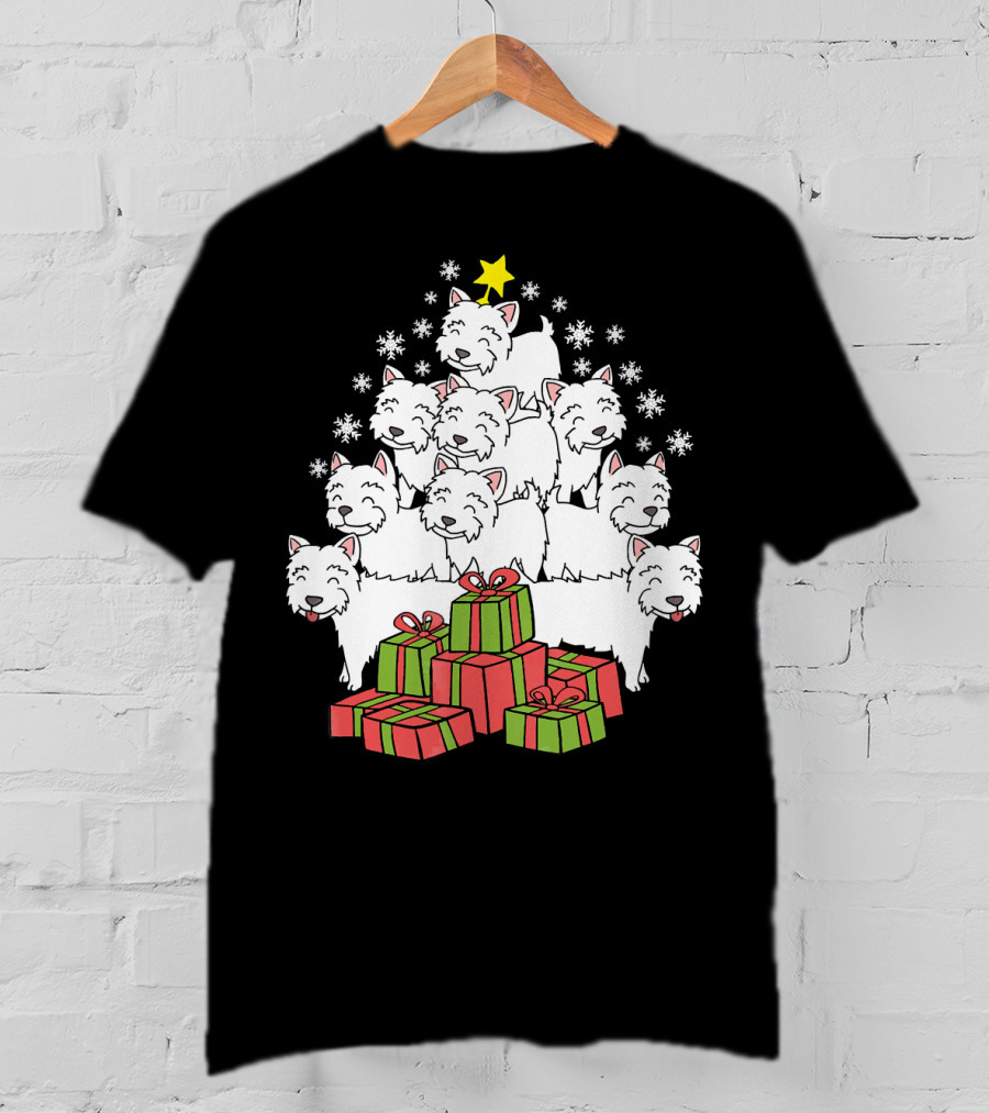 Westie Christmas Tree With Presents And Snowflakes T-Shirt