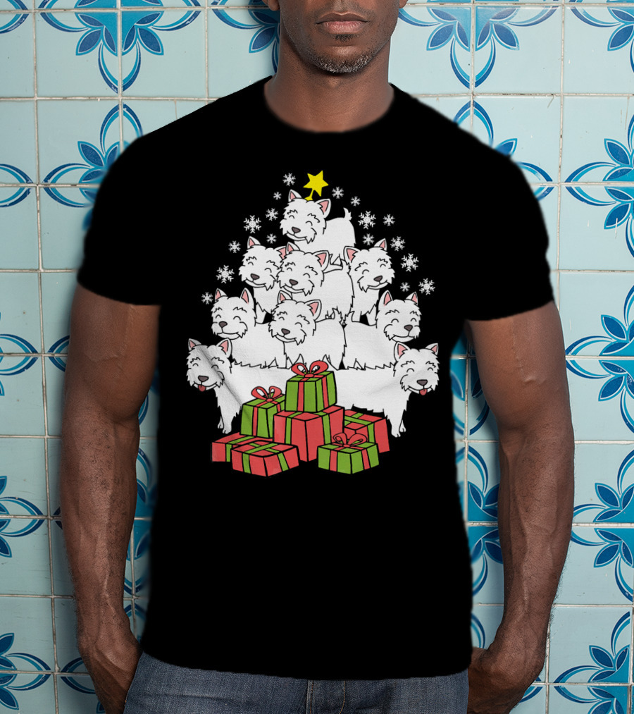 Westie Christmas Tree With Presents And Snowflakes T-Shirt