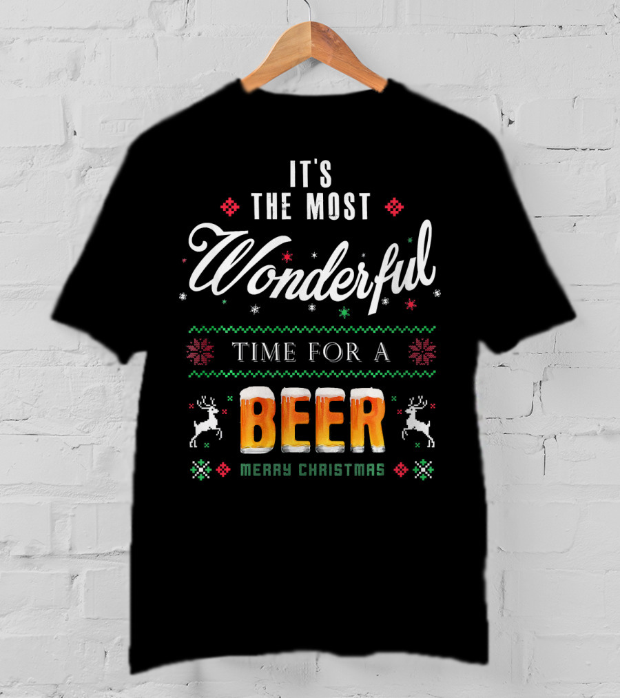 It's The Most Wonderful Time For A Beer Merry Christmas T-Shirt