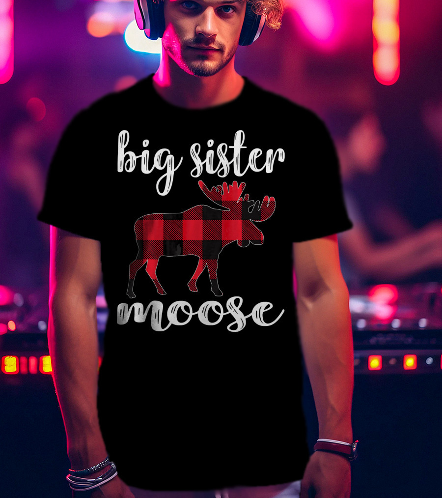 Big Sister Moose Buffalo Plaid T-Shirt