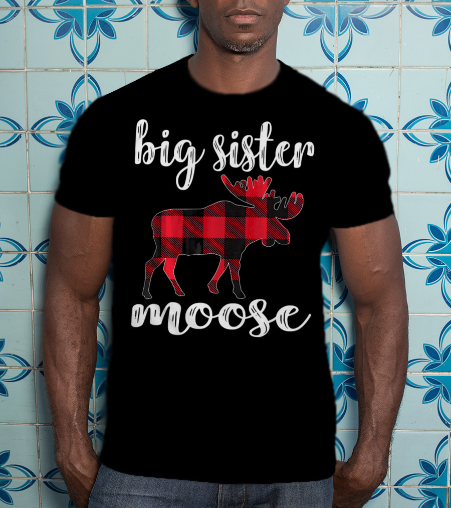 Big Sister Moose Buffalo Plaid T-Shirt