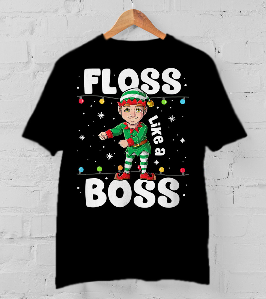 Floss Like A Boss Elf Dance Christmas Lights T-Shirt
