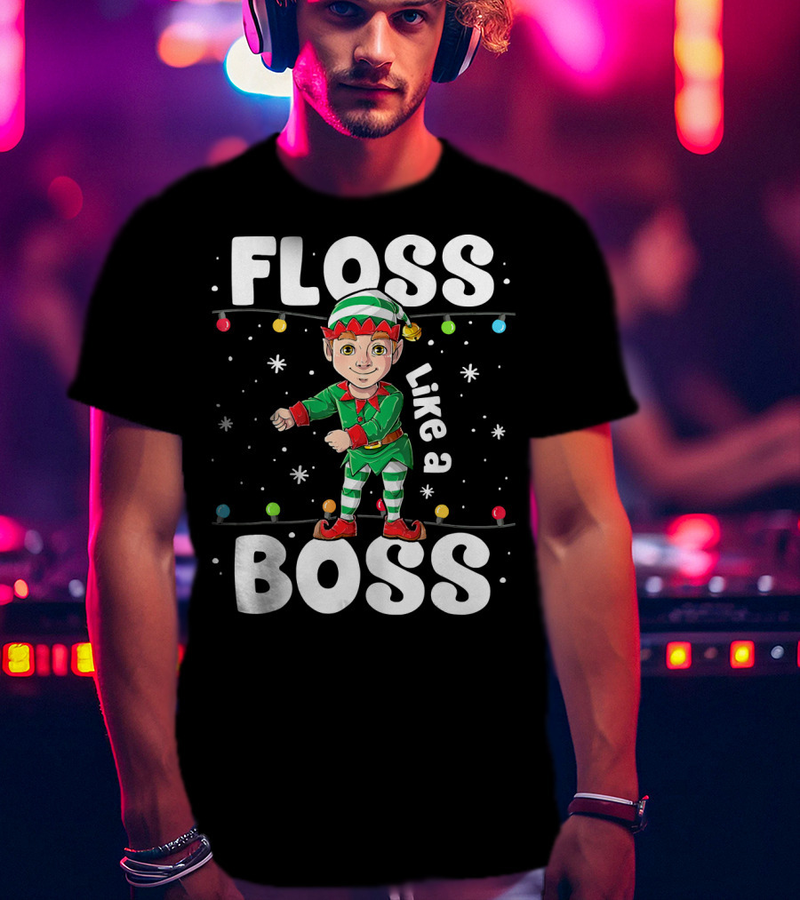 Floss Like A Boss Elf Dance Christmas Lights T-Shirt