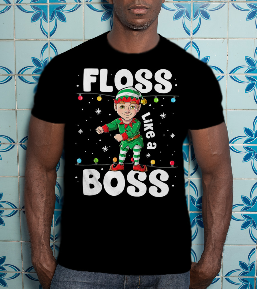 Floss Like A Boss Elf Dance Christmas Lights T-Shirt