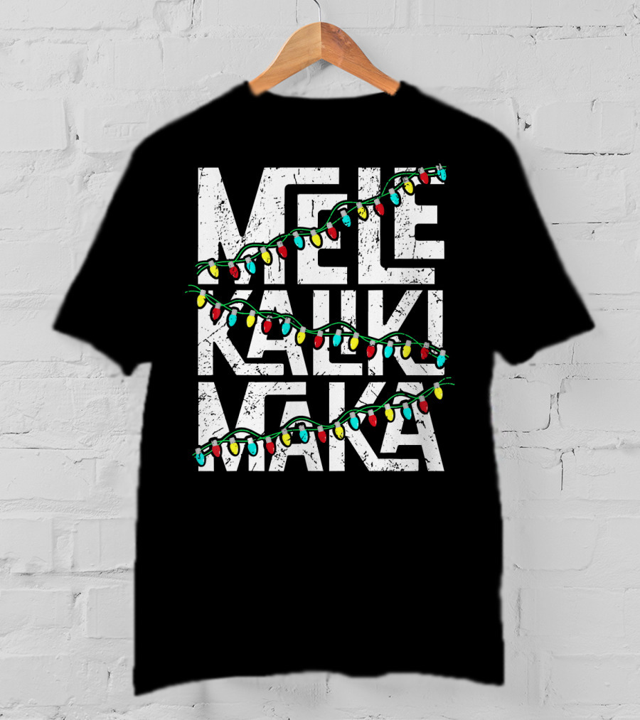 Mele Kalikimaka Hawaiian Christmas Lights Holiday T-Shirt