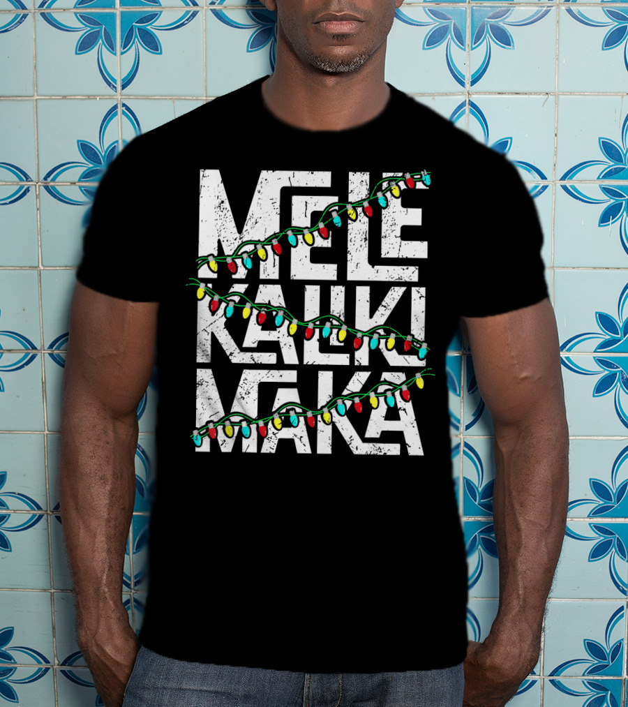 Mele Kalikimaka Hawaiian Christmas Lights Holiday T-Shirt