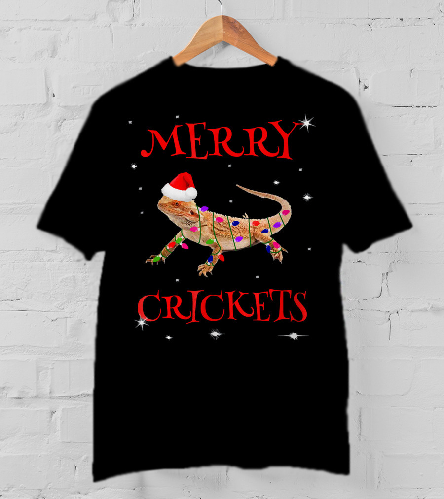 Merry Crickets Funny Bearded Dragon Christmas Me T-Shirt