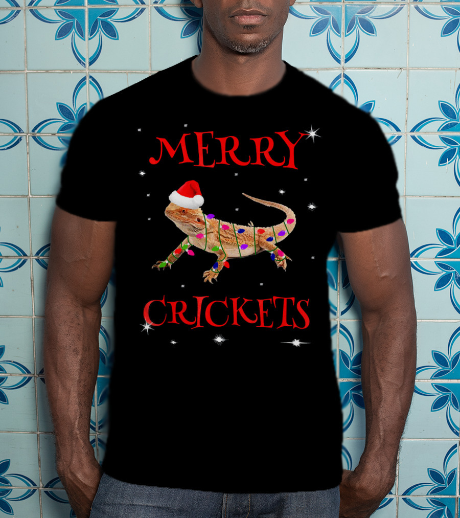 Merry Crickets Funny Bearded Dragon Christmas Me T-Shirt