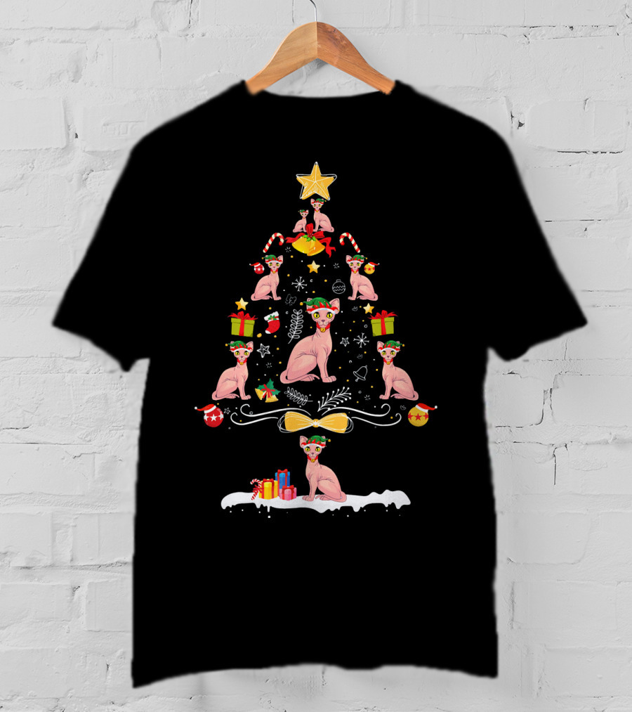 Sphynx Cats Christmas Tree Holiday Ornament Gifts T-Shirt