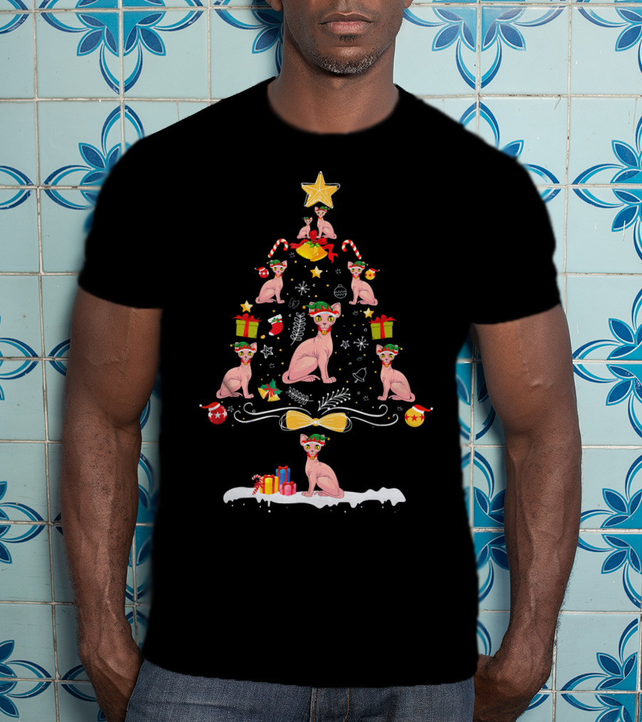 Sphynx Cats Christmas Tree Holiday Ornament Gifts T-Shirt