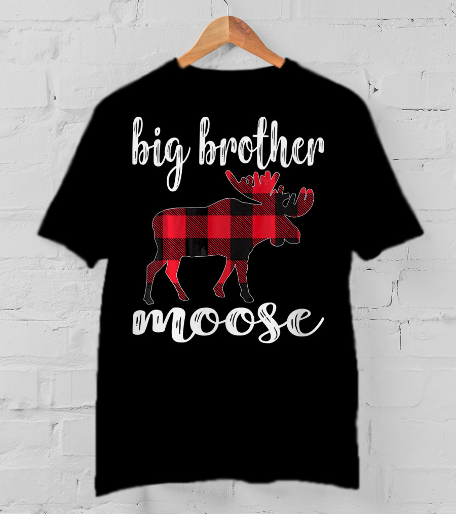Big Brother Moose Plaid Buffalo Check Moose T-Shirt