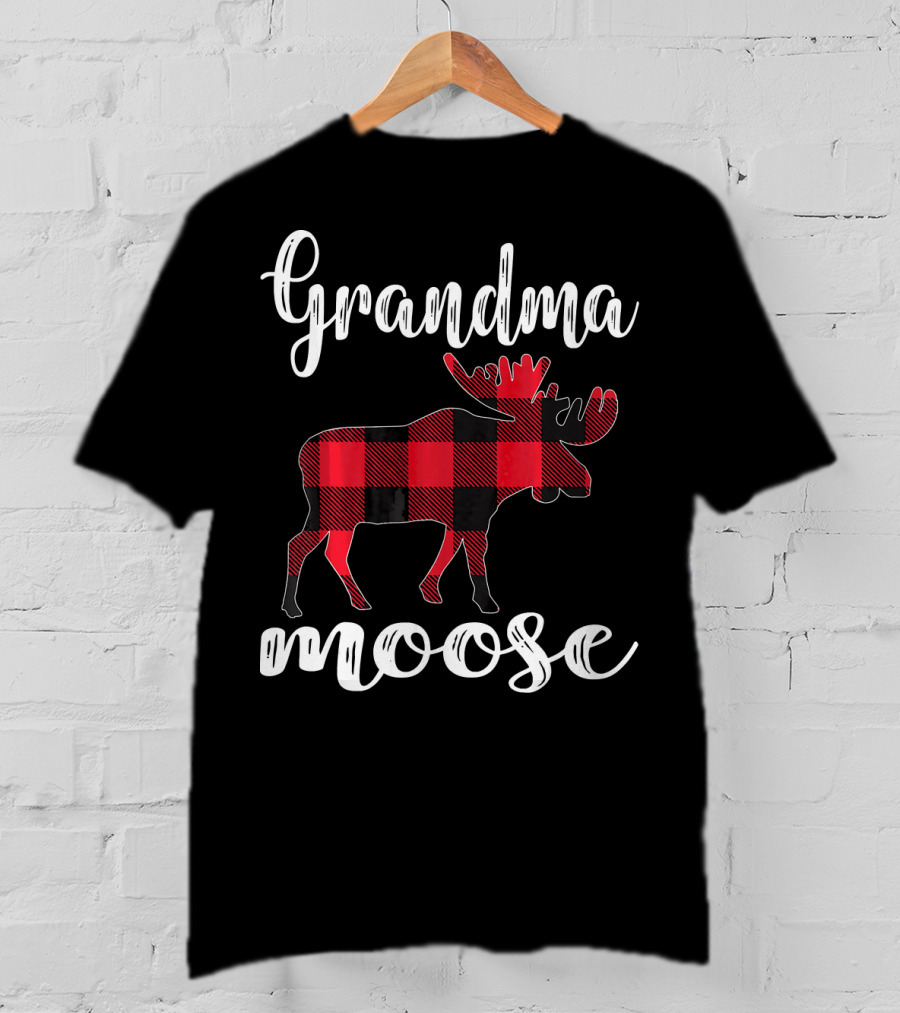 Grandma Moose Red Plaid Buffalo Check T-Shirt