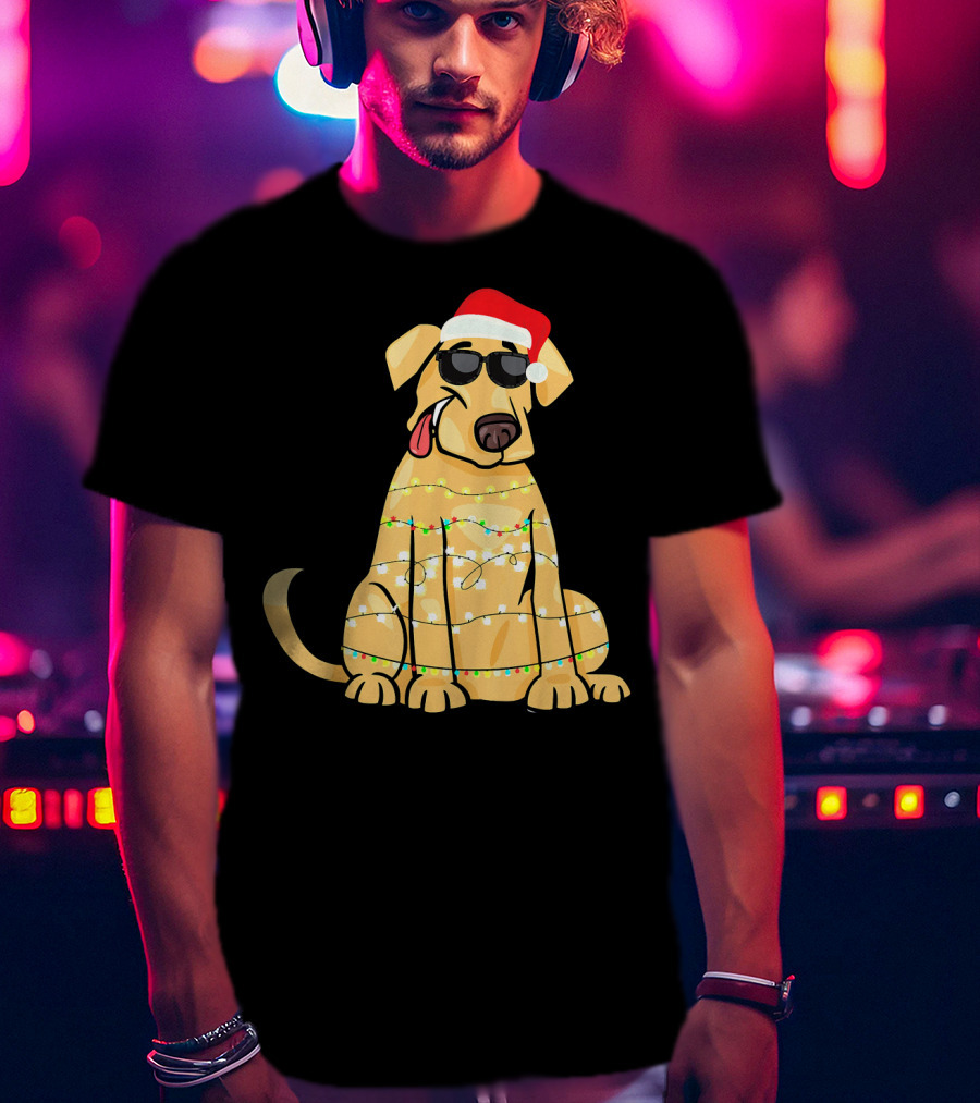 Labrador Santa Claus Christmas Lights Sunglasses T-Shirt