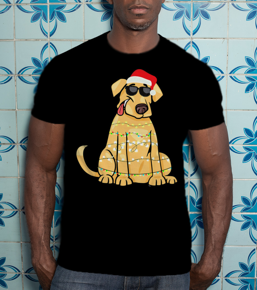 Labrador Santa Claus Christmas Lights Sunglasses T-Shirt