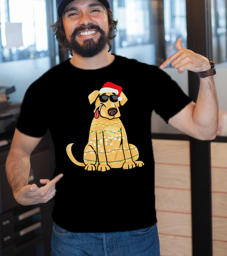 Labrador Santa Claus Christmas Lights Sunglasses T-Shirt